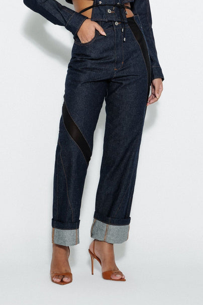 Tailored Women’s Jacket With Deconstructed Patchwork Jeans Set