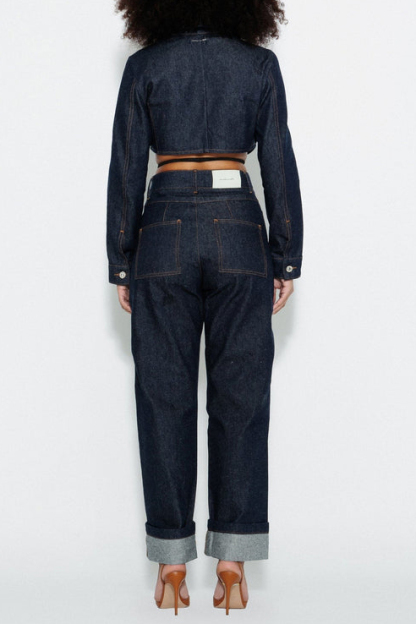 Tailored Women’s Jacket With Deconstructed Patchwork Jeans Set