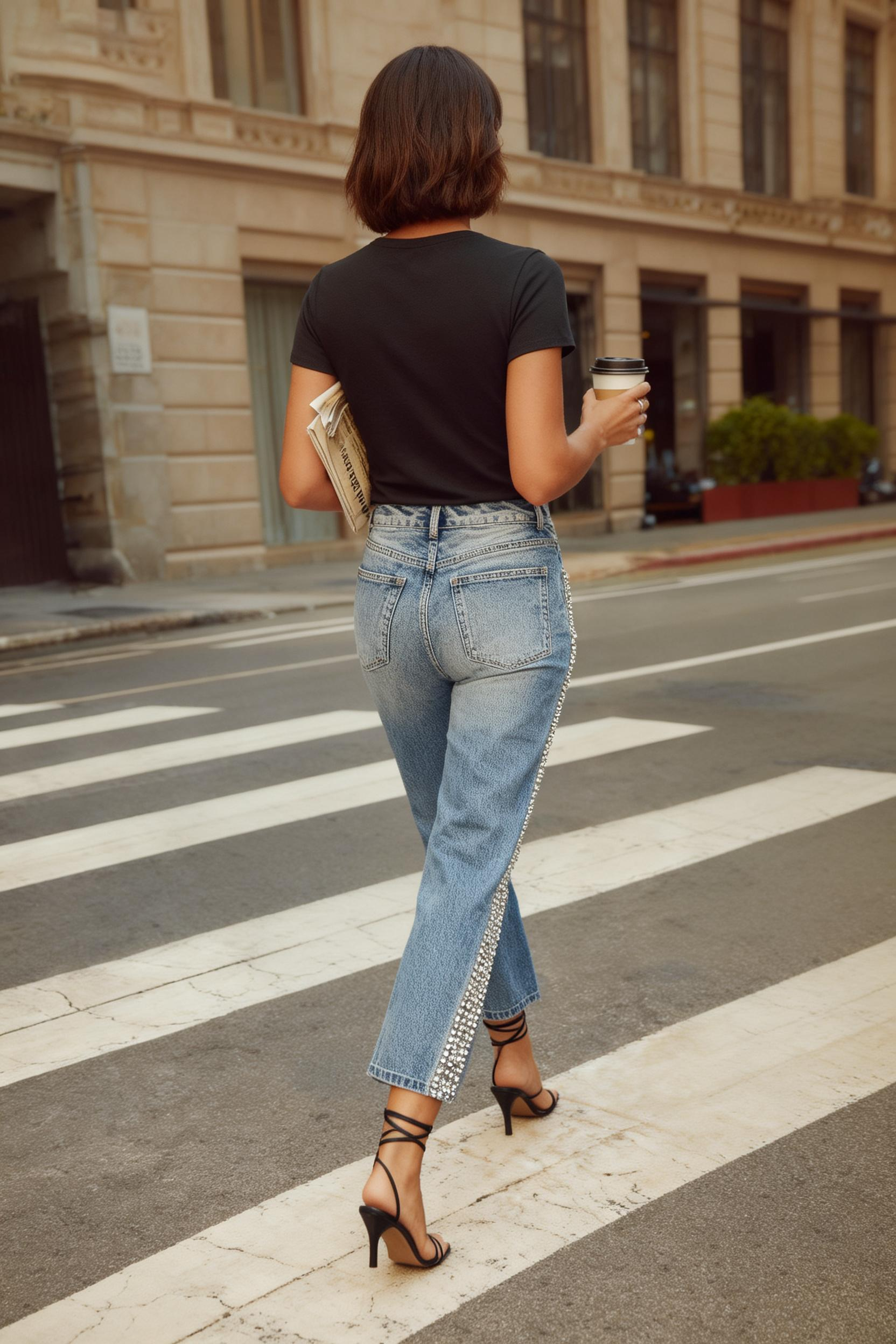 Trending Now Side Crystal Jeans For Women