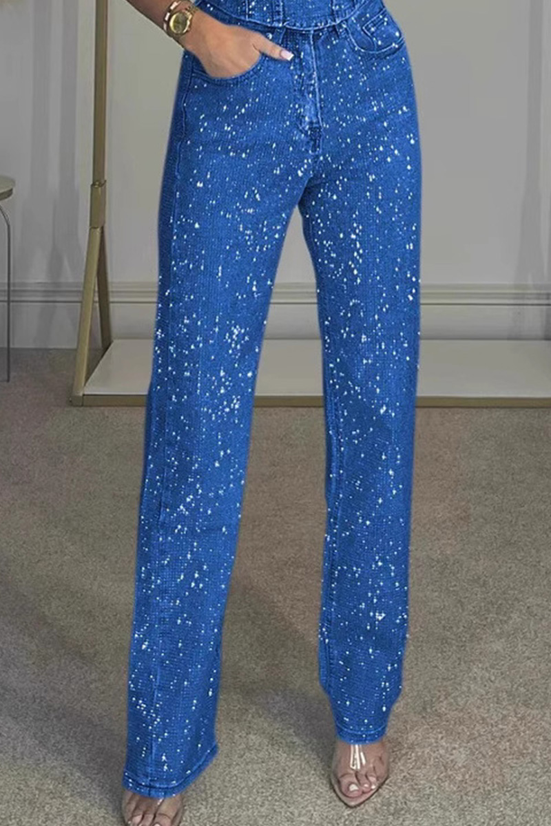 Ladies' Sexy Off Shoulder Sparkling Camisole With Diamond Trim Pants