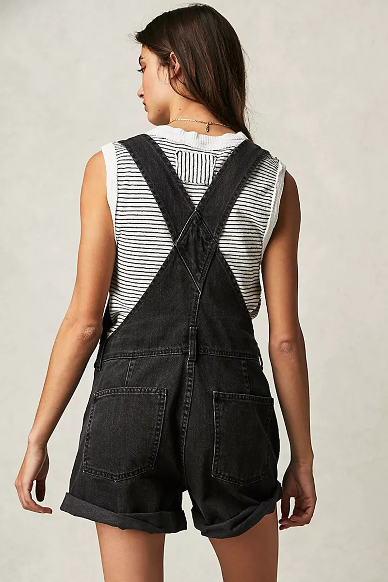 Relaxed Multi Pocket Denim Overalls For Women