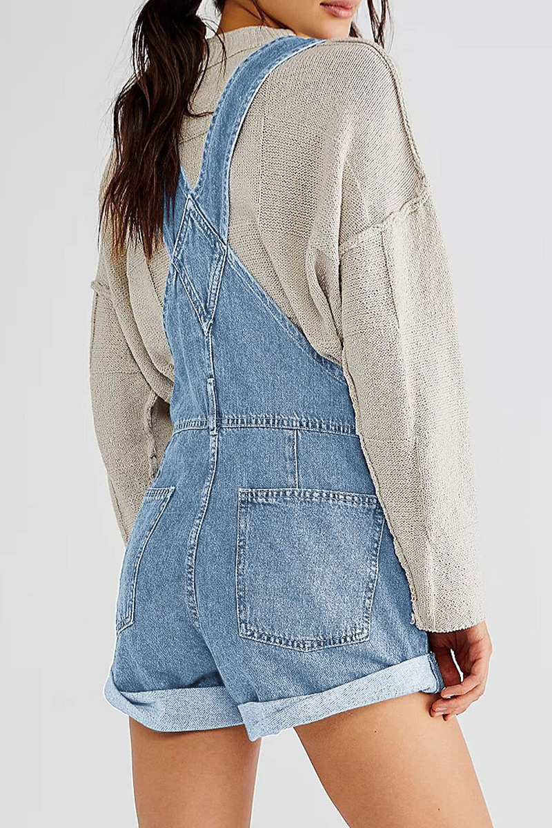 Relaxed Multi Pocket Denim Overalls For Women