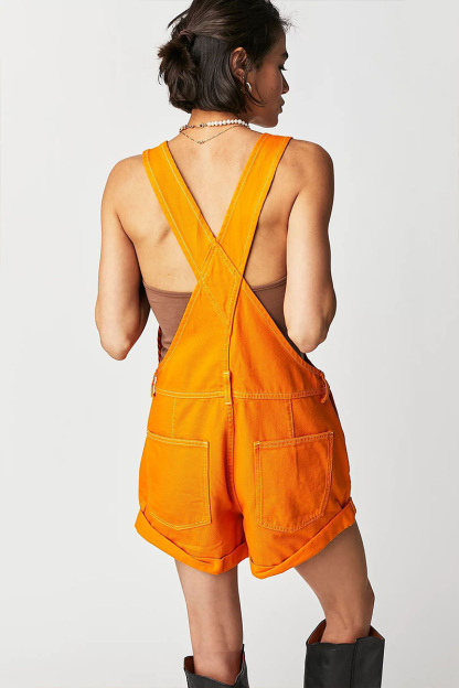 Relaxed Multi Pocket Denim Overalls For Women