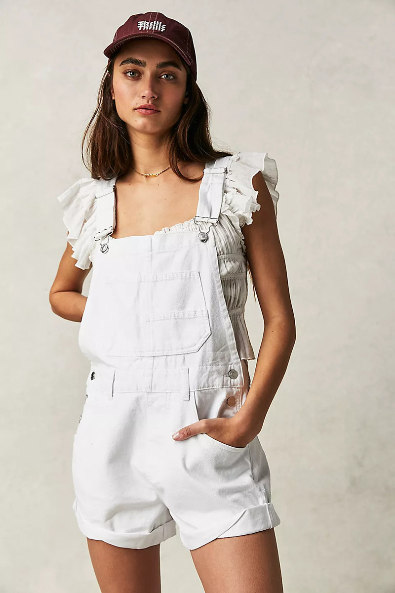 Relaxed Multi Pocket Denim Overalls For Women