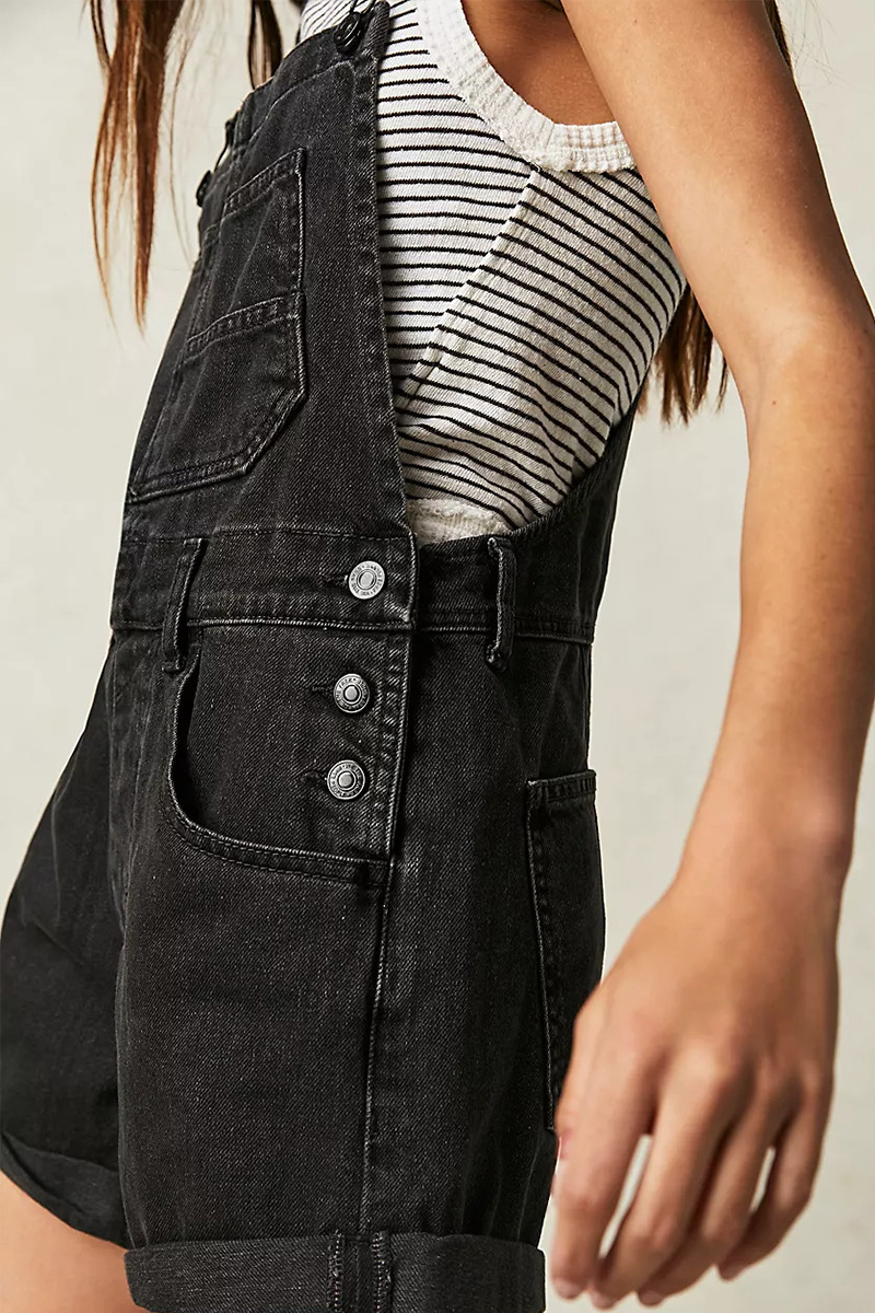 Relaxed Multi Pocket Denim Overalls For Women