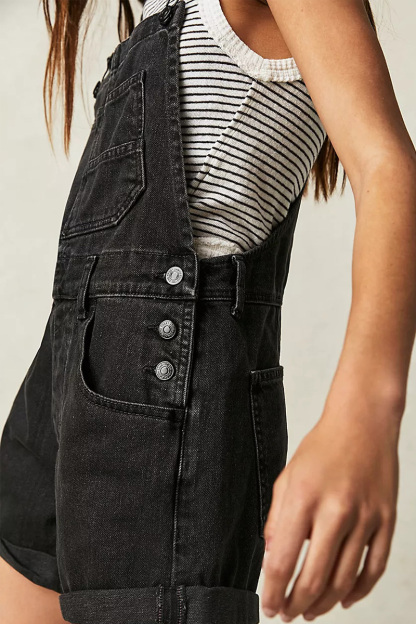 Relaxed Multi Pocket Denim Overalls For Women