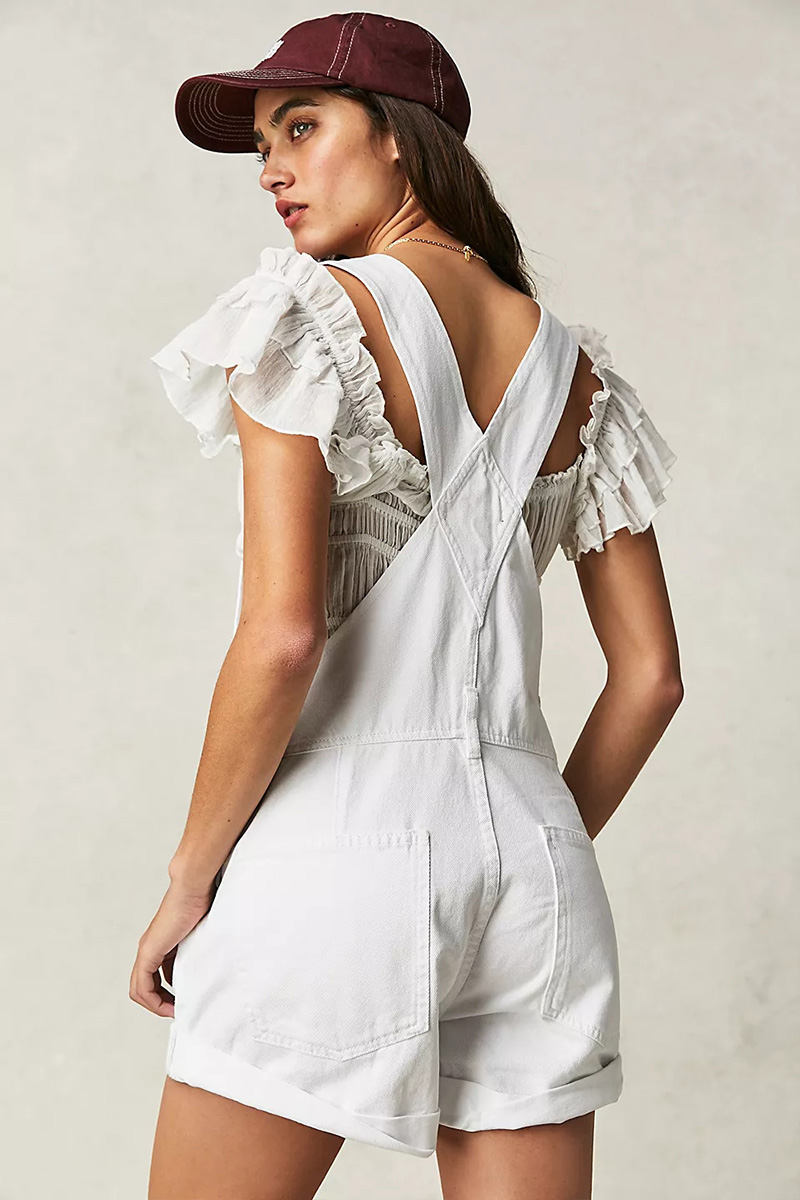 Relaxed Multi Pocket Denim Overalls For Women