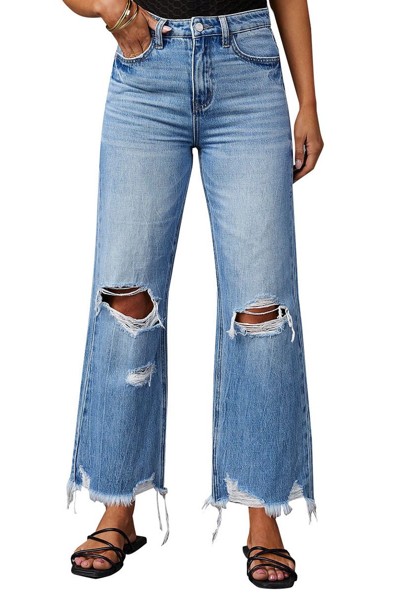 Women' s  Urban Style Distressed Fringe Jeans