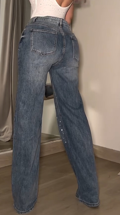 Women's Sparkly Wide-leg Jeans
