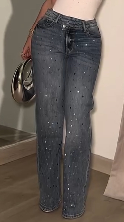 Women's Sparkly Wide-leg Jeans