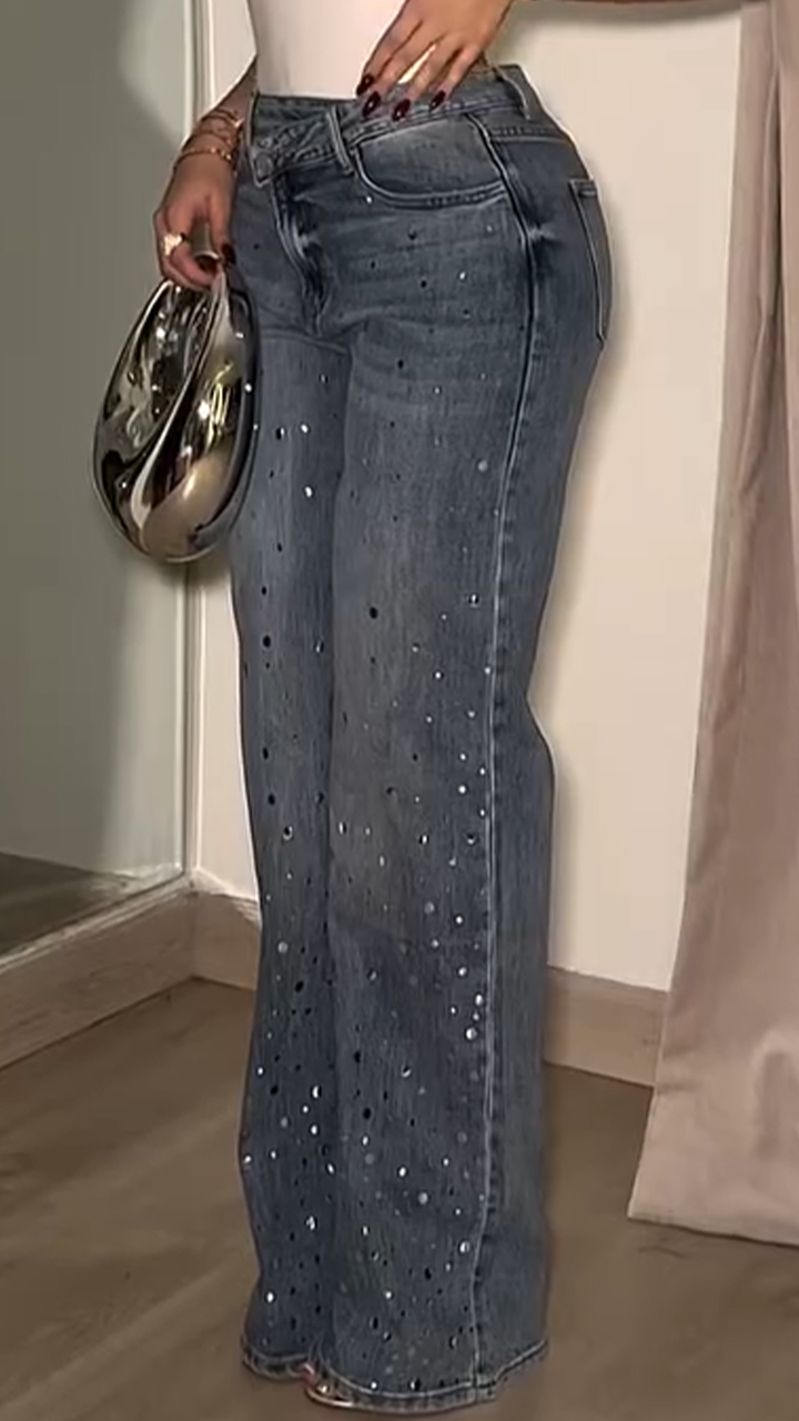 Women's Sparkly Wide-leg Jeans