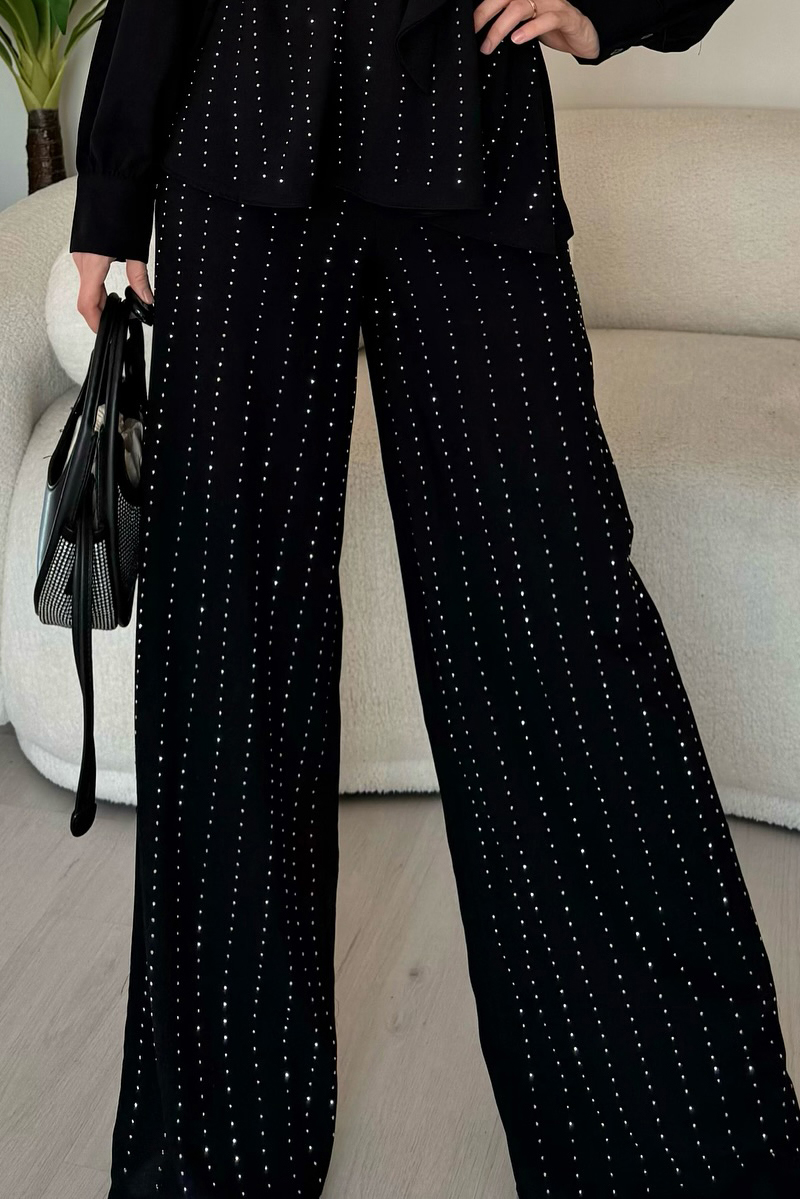 Women Rhinestone Tie Waist Jacket And Pants Set