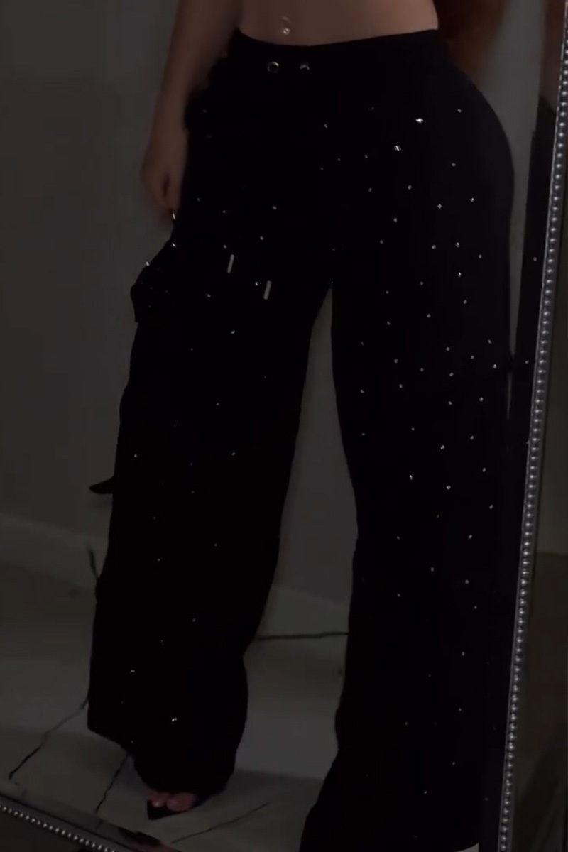 Ladies Sparkling Studded Flex Fit Cargo Pants