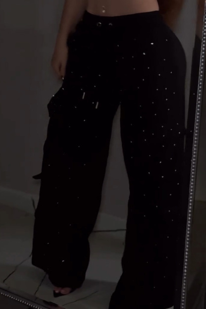 Ladies Sparkling Studded Flex Fit Cargo Pants