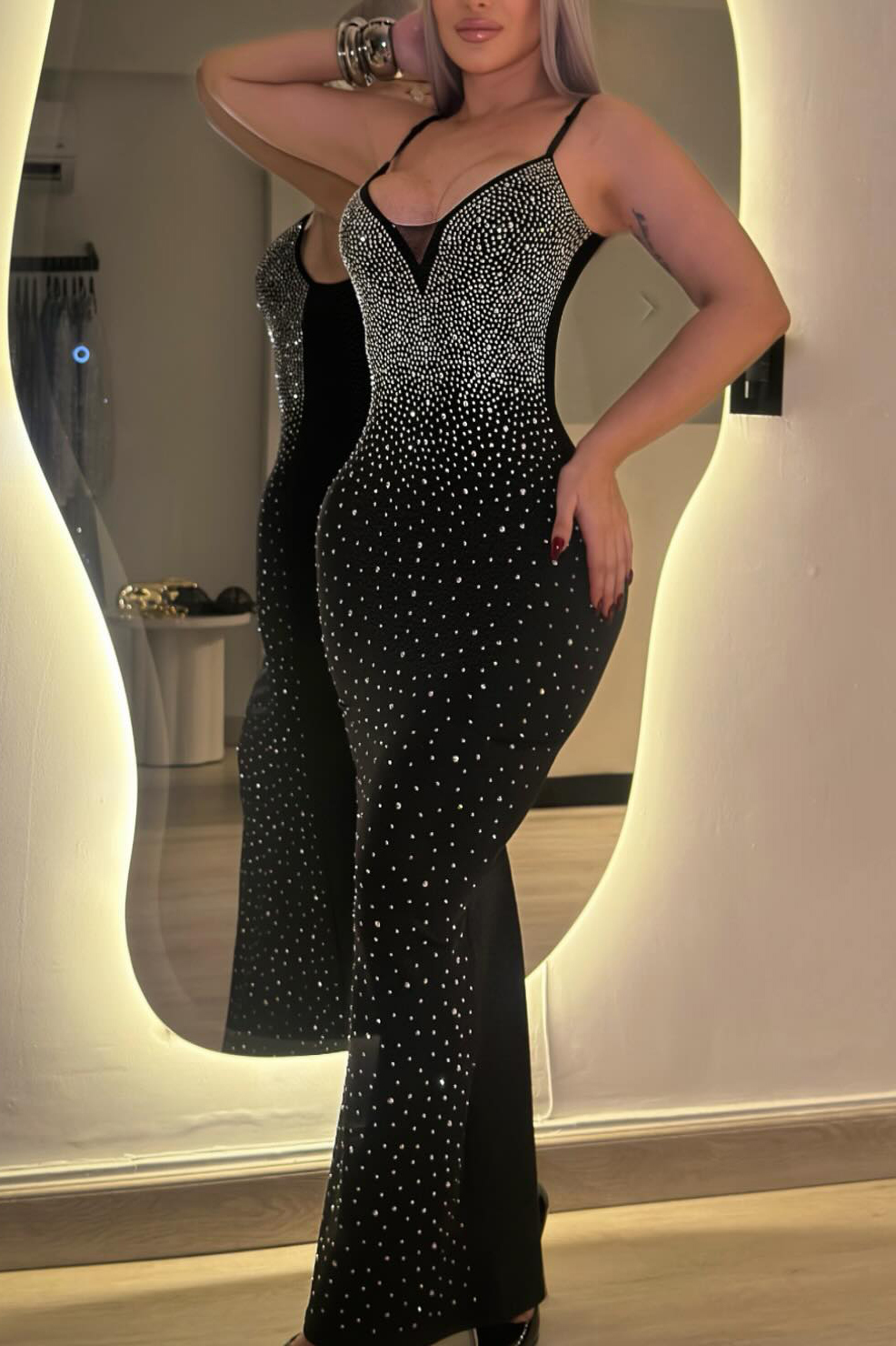 Women's Fashion Rhinestone Stretchy Bodycon Dress