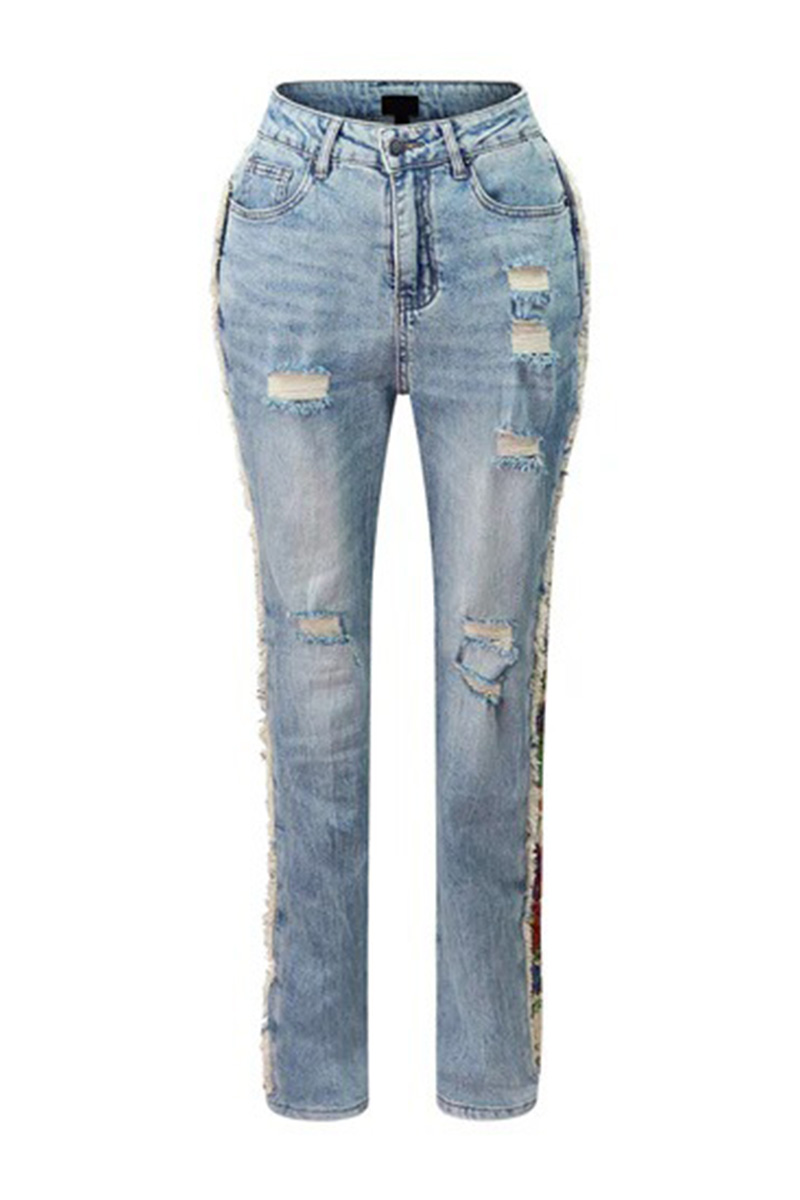 Women‘s Vintage Denim Patchwork Jacket + Slim Fit Jeans Sets