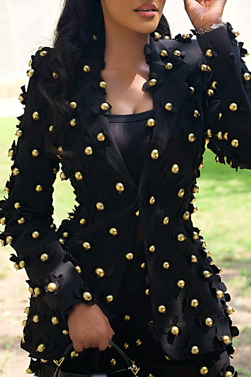 Women's Eye-catching Embroidered Floral Beaded Coat And Pants Sets