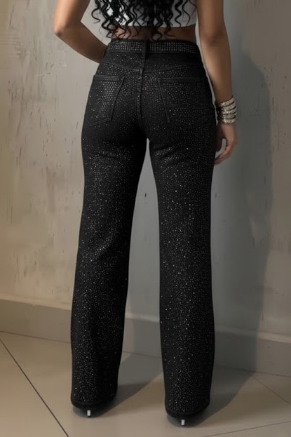 Women's Fashion Y2k Rhinestone Wide Leg Jeans