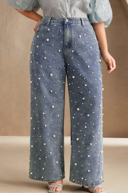 Women's Asymmetric Beaded Denim Jacket With Matching Jeans Sets