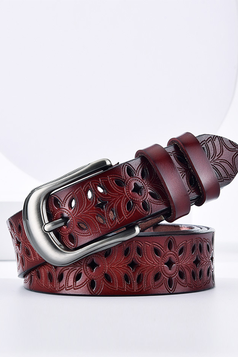 Women's Versatile Perforated Leather Belt