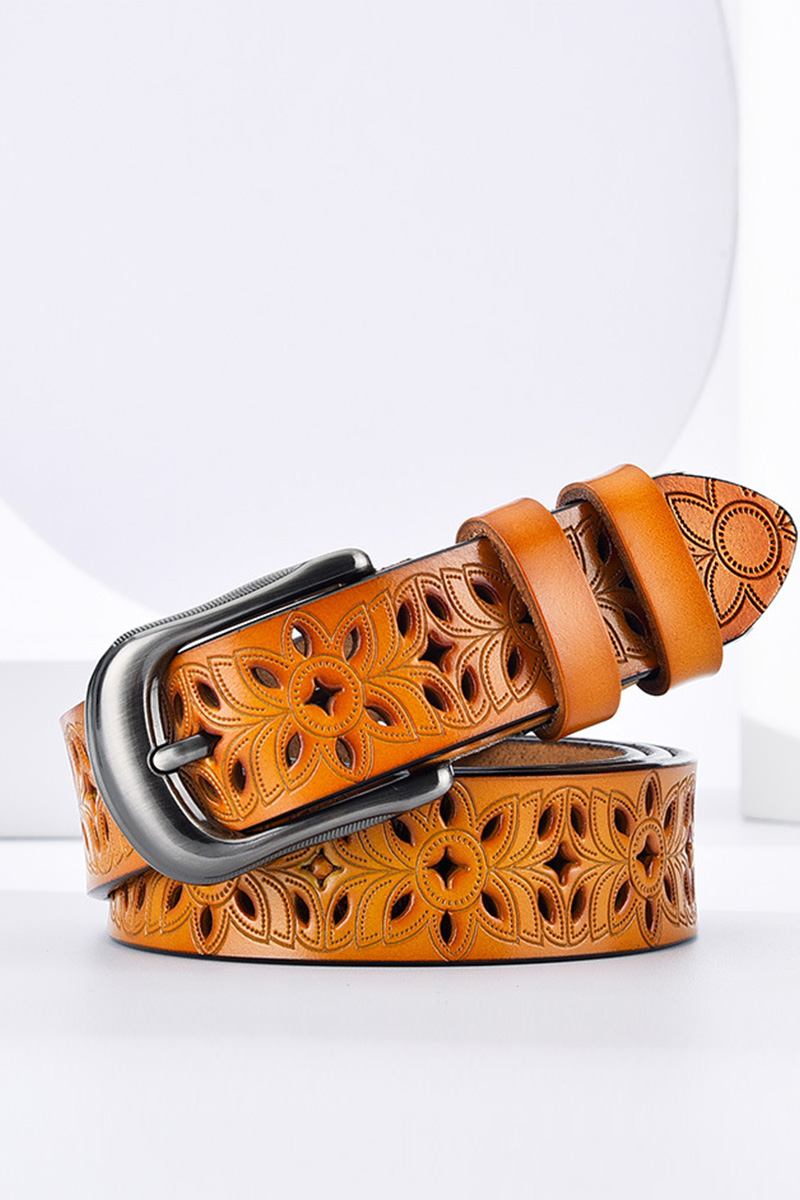 Women's Versatile Perforated Leather Belt