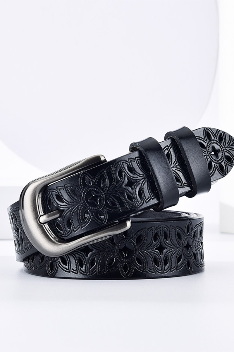 Women's Versatile Perforated Leather Belt