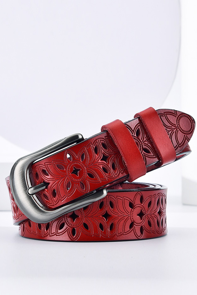 Women's Versatile Perforated Leather Belt
