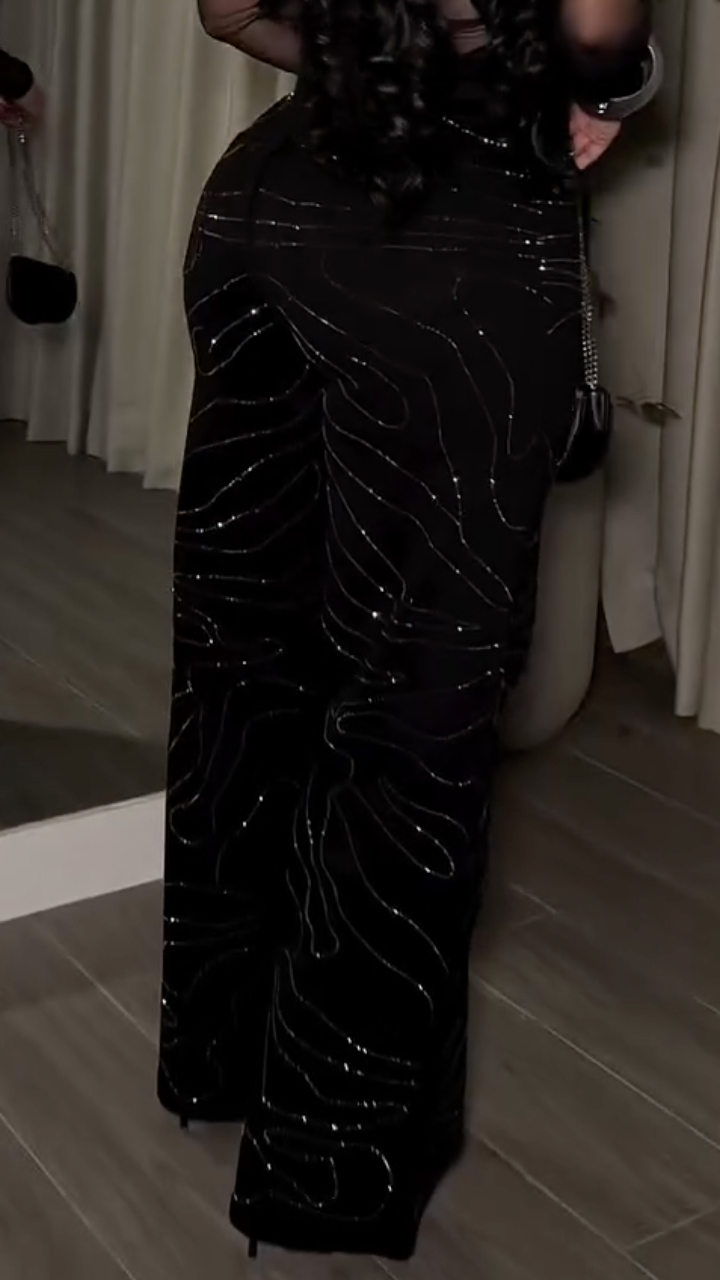 Women's Textured Rhinestone Casual Jeans