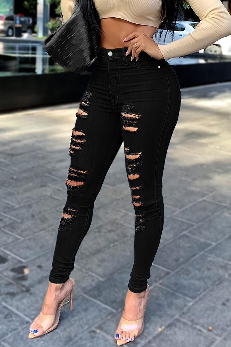 Women's Distressed Multi-Rip Detail Skinny Jeans