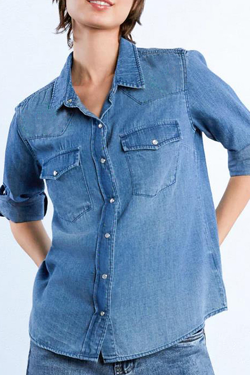 Commuting Relaxed Fit Denim Shirt For Women