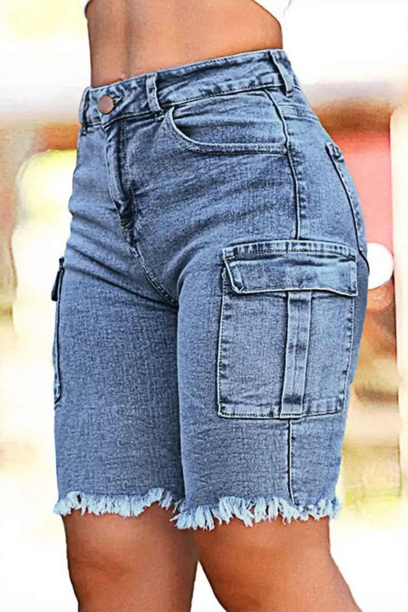 Women's Stretch Washed Side Pocket Denim Shorts