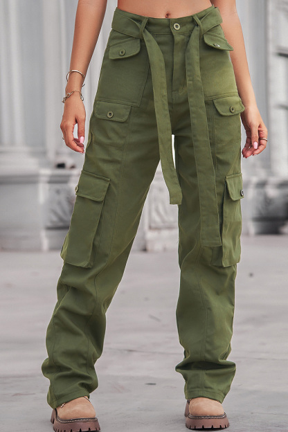 Women's Waistband Multi Pocket Utility Cargo Jeans