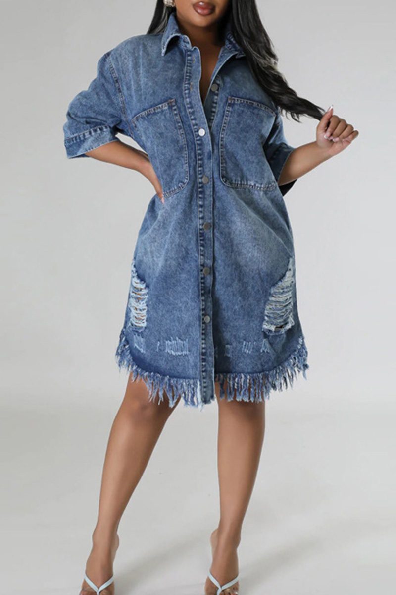 Women's Loose-Fit Distressed Hem Short-Sleeve Jacket