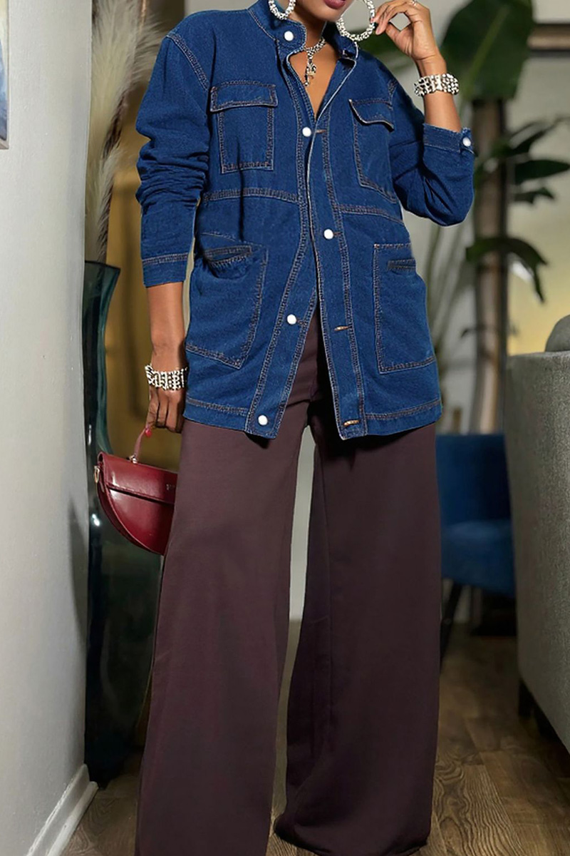 Women's Oversized Mid-Length Denim Utility Jacket