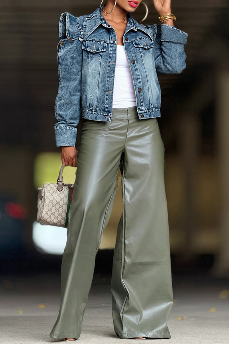 Women's Distressed Cropped Denim Jacket With Shoulder Cut-Outs