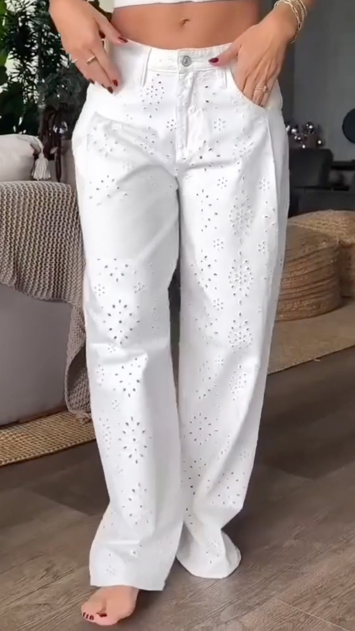 Women's Openwork Casual Jeans