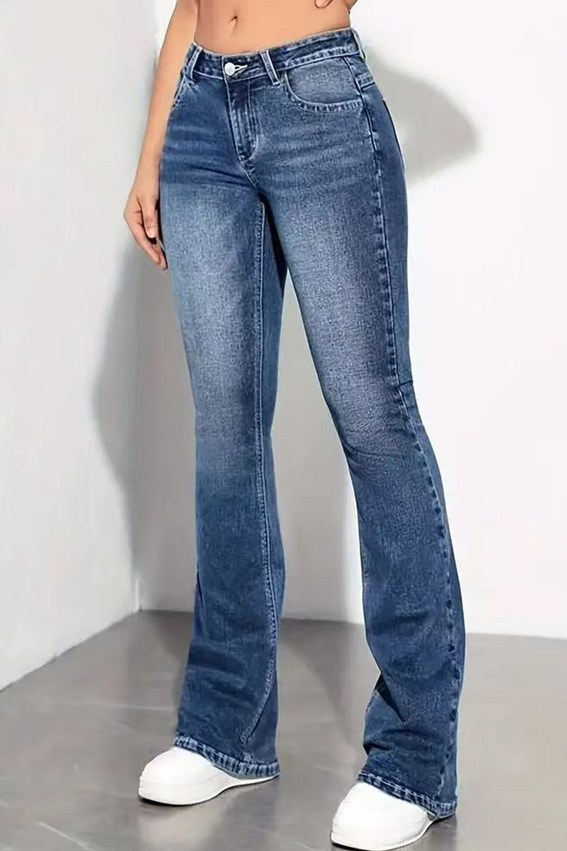 Vintage Wash Stretch Tapered Jeans For Women