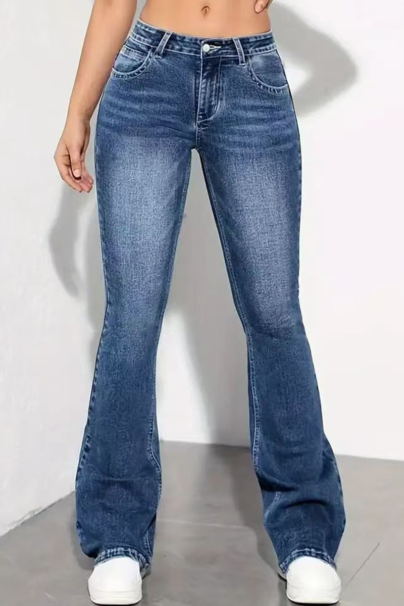 Vintage Wash Stretch Tapered Jeans For Women