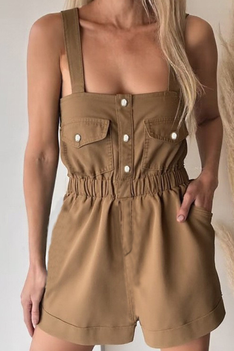 Women's Commuting Utility Denim Overalls Shorts