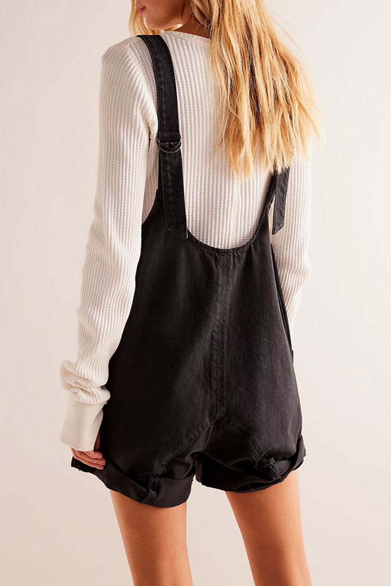 Women's Adjustable Strap Washed Denim Overalls