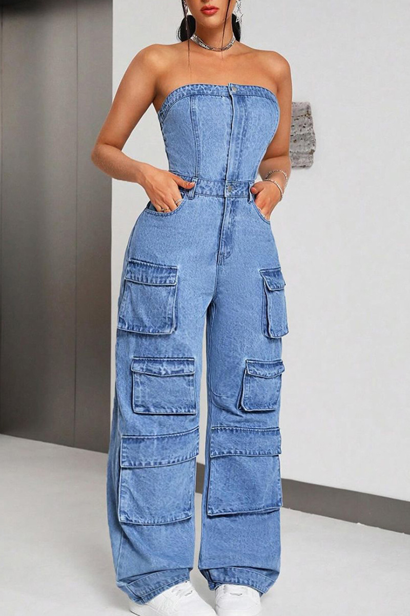 Trendy Women's Bustier Multi Pocket Cargo Jumpsuit