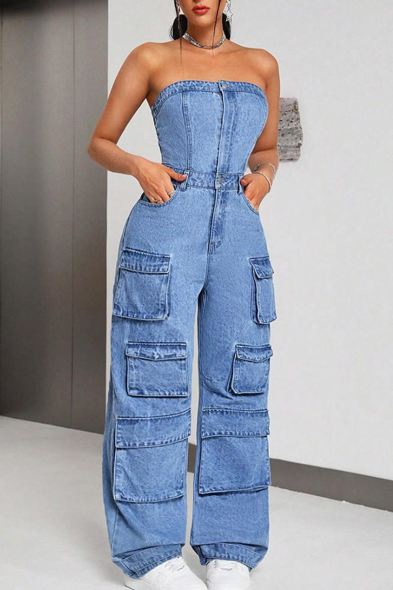 Trendy Women's Bustier Multi Pocket Cargo Jumpsuit