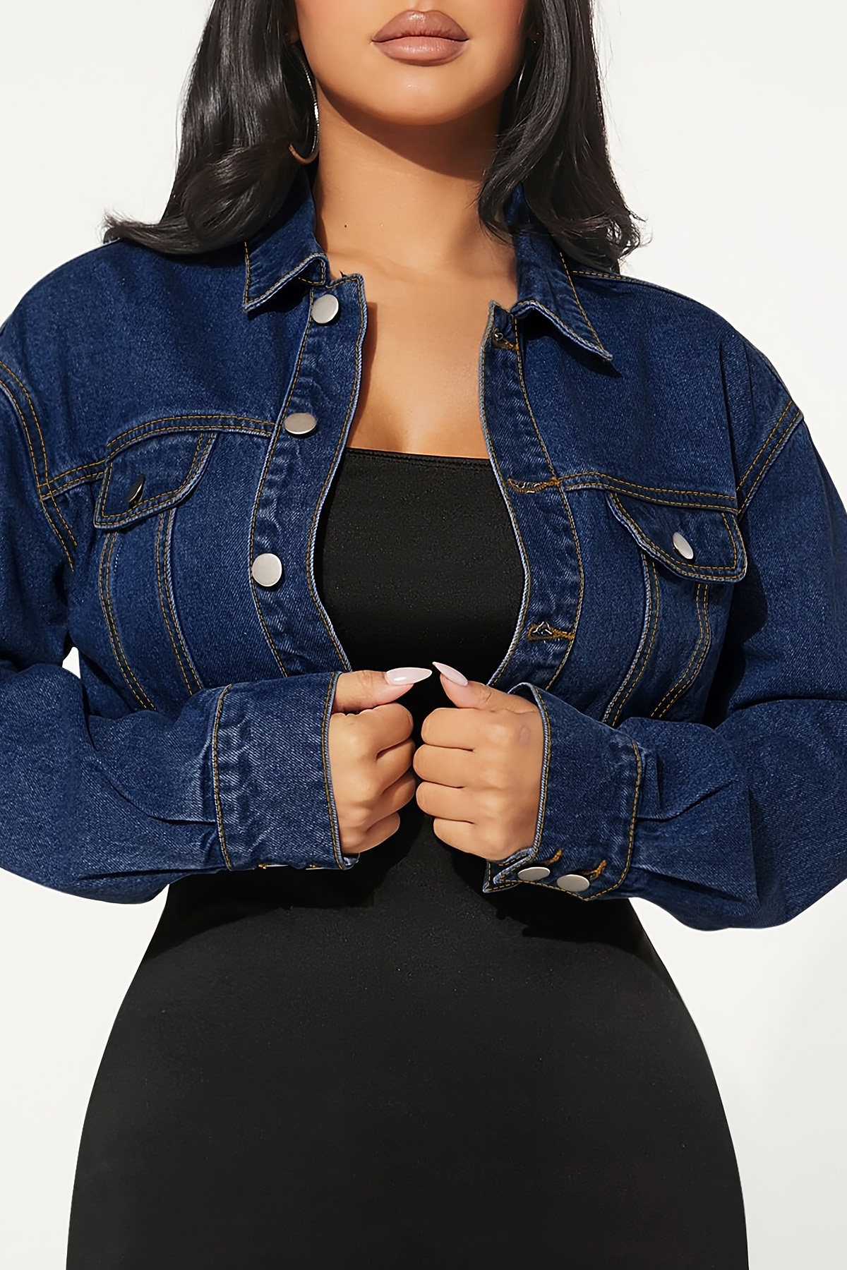 Women's Casual Pocket Button Denim Jacket