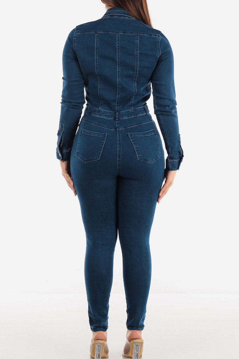 Women's Slim Stretch Washed Denim Jumpsuit