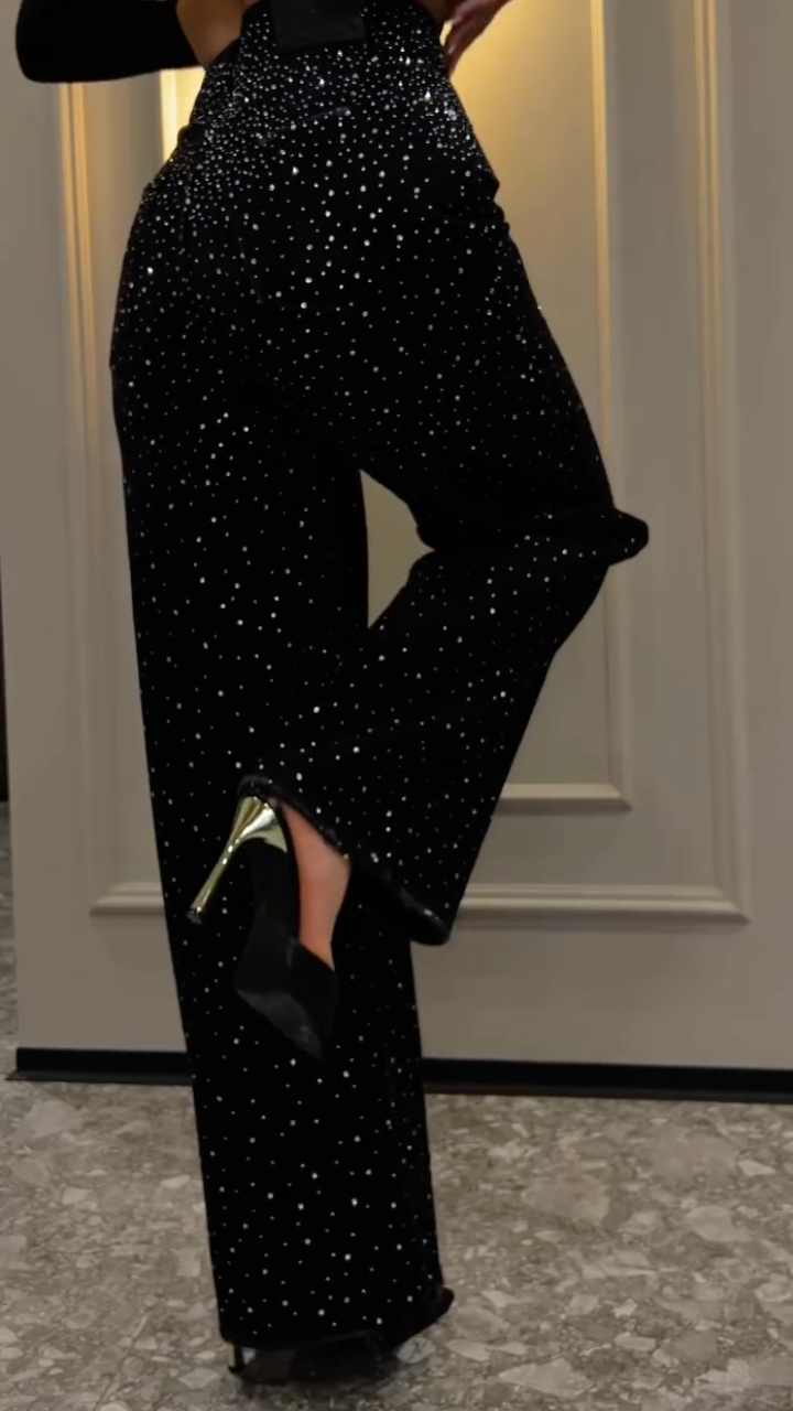 Women's Rhinestone-embellished Casual Denim Pants