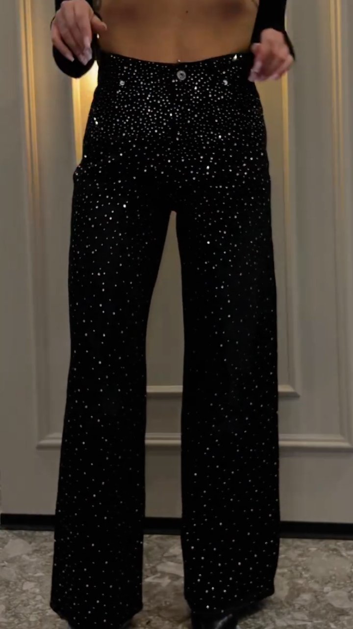 Women's Rhinestone-embellished Casual Denim Pants