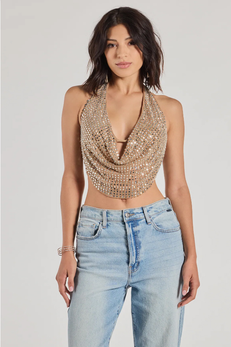 Women's Party Diva Cut Rhinestone Camisole Top