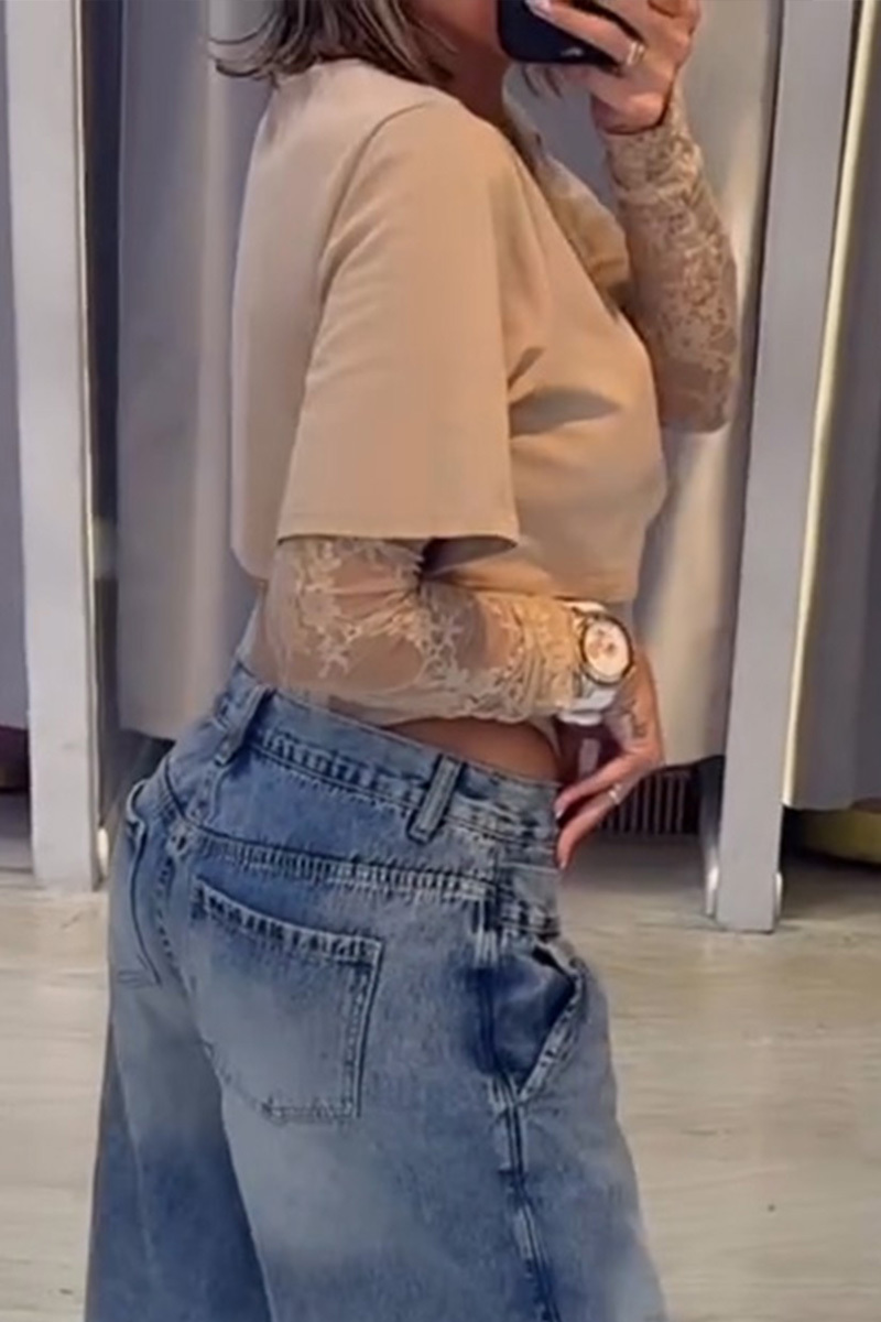 Women's Elegant Two-Piece Lace Mesh Bodysuit