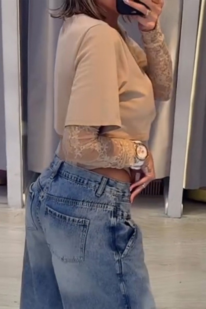 Women's Elegant Two-Piece Lace Mesh Bodysuit