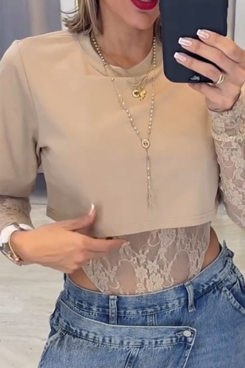 Women's Elegant Two-Piece Lace Mesh Bodysuit